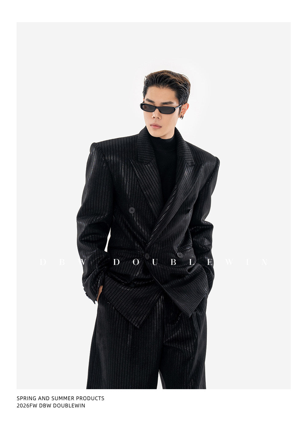 Suede and Velvet Striped Suit