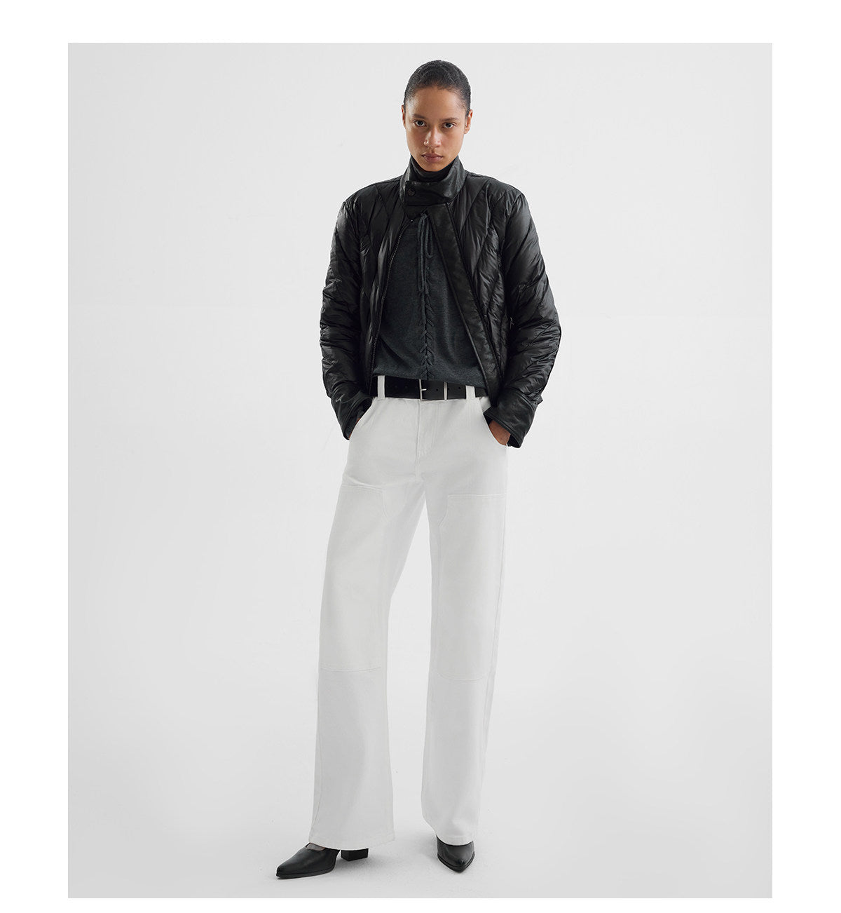 Stitched Radius-Pattern Quilted Down Jacket