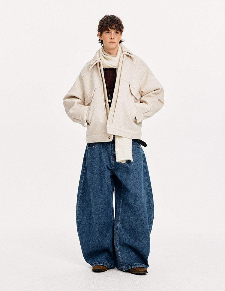 Double Collar Faux Two-Piece Jacket