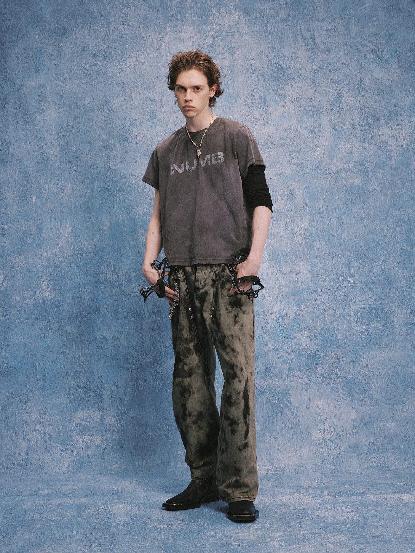 Water-Washed Straight-Leg Denim Pants