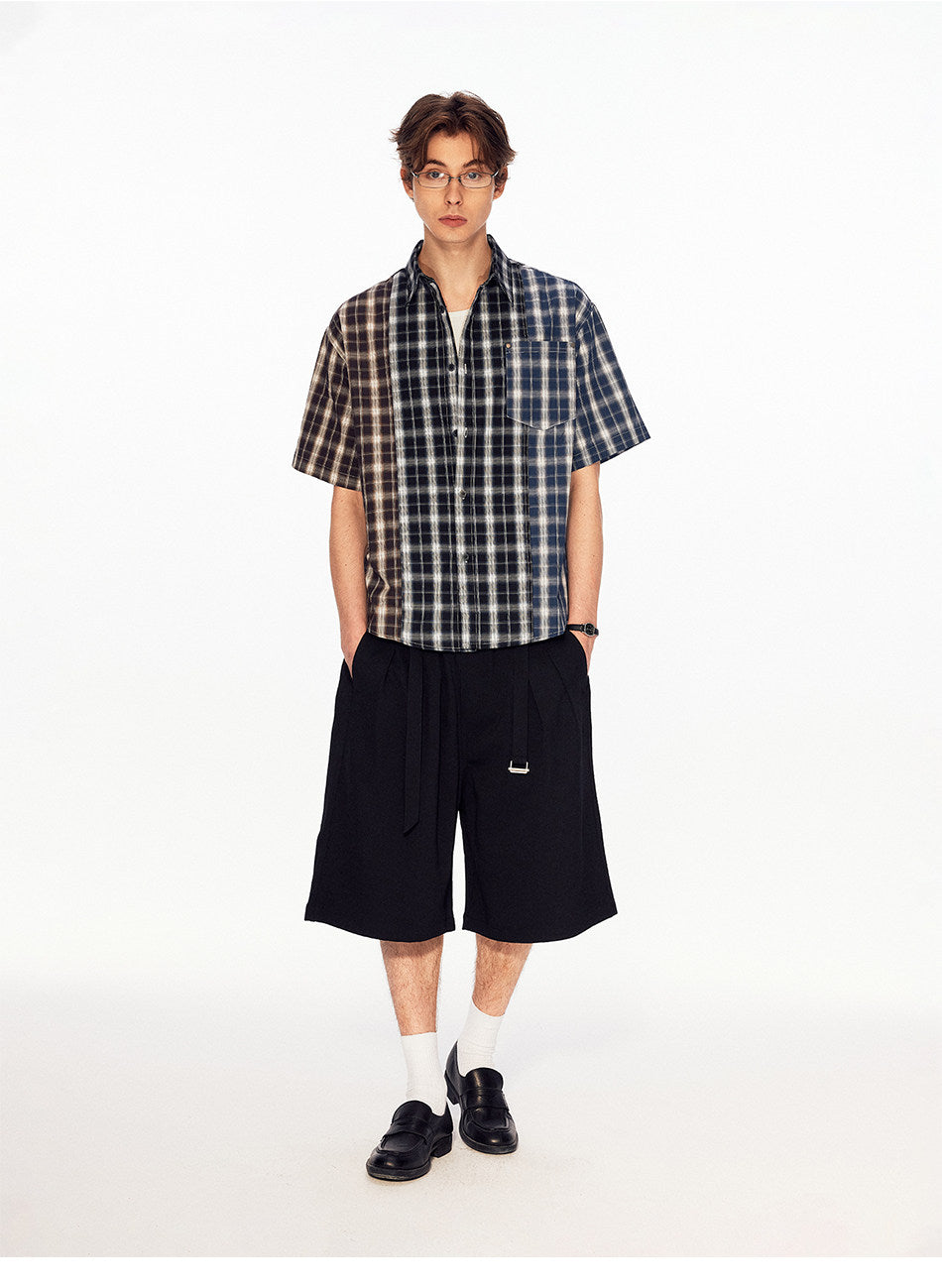 Retro Color-Block Checkered Shirt