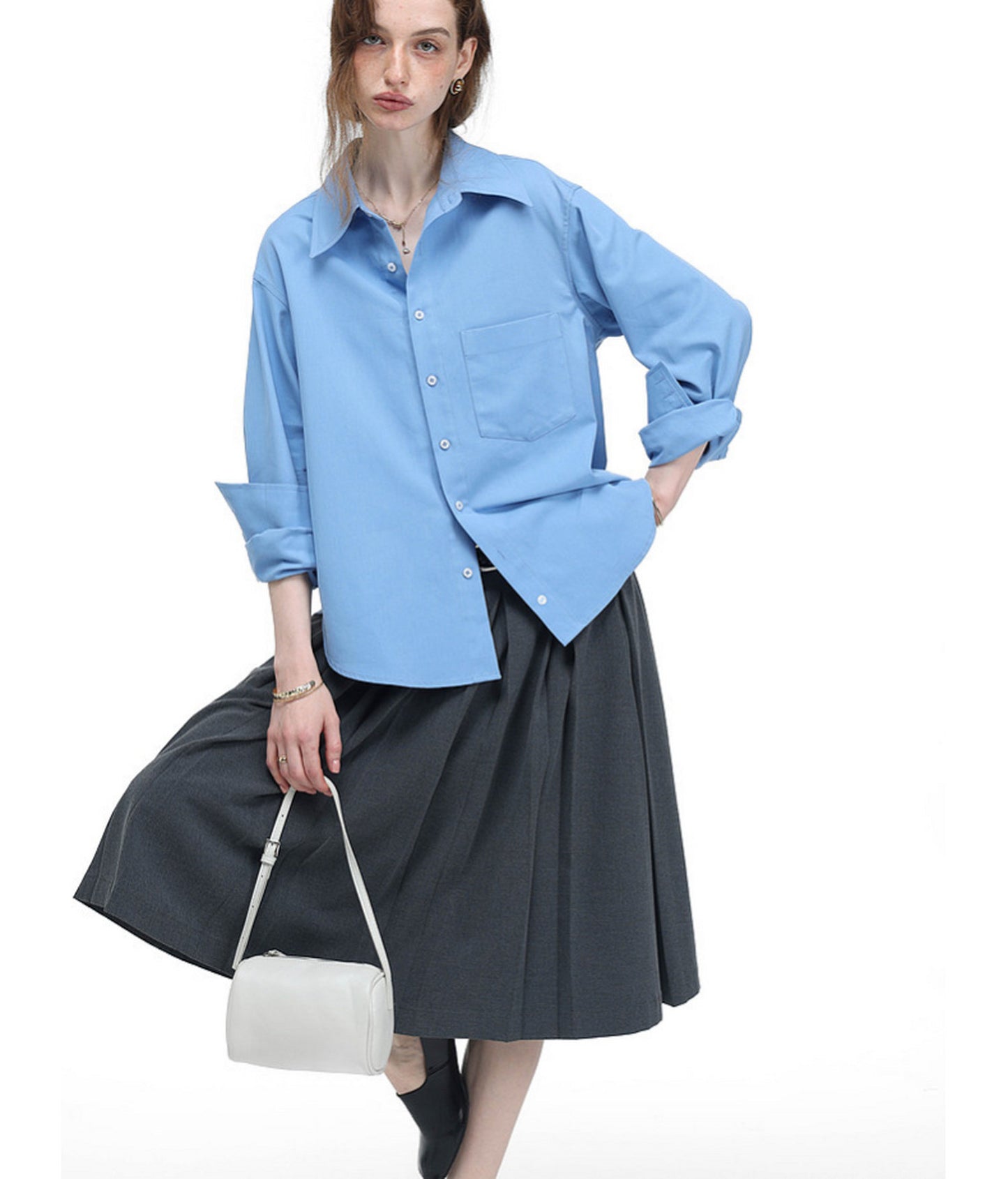 High-End Tailored Long-Silhouette Shirt