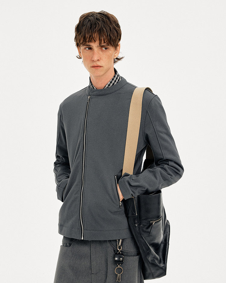 Sweatshirt with Diagonal Zipper Design