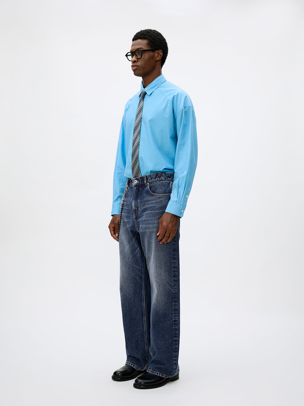 Cotton Twill Straight Leg Jeans