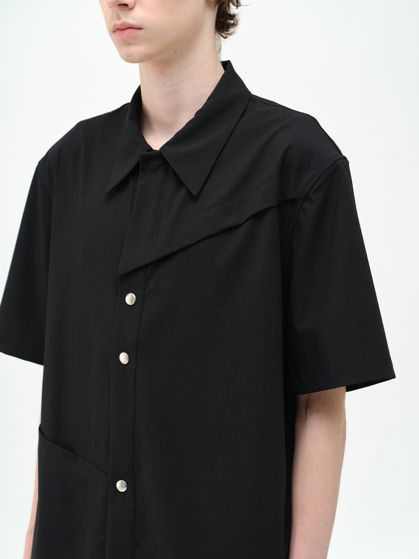 Loose-fit Asymmetrical Snap-Button Shirt