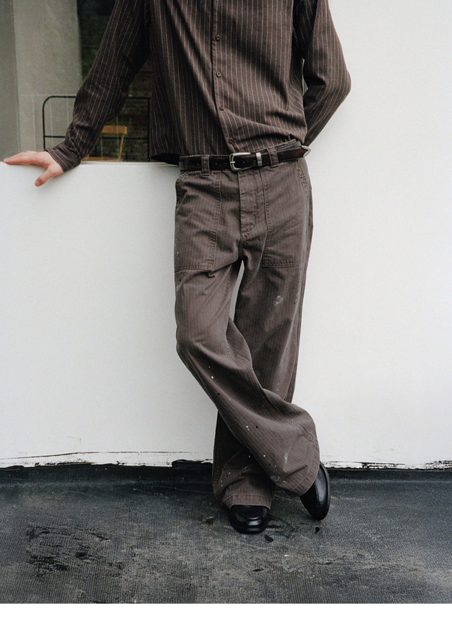 Vintage Herringbone Casual Pants