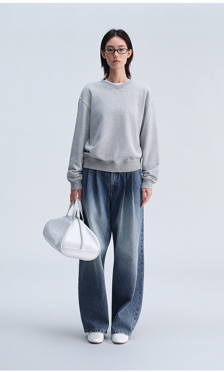 Washed Gradient Mist Double-Pleated Jeans