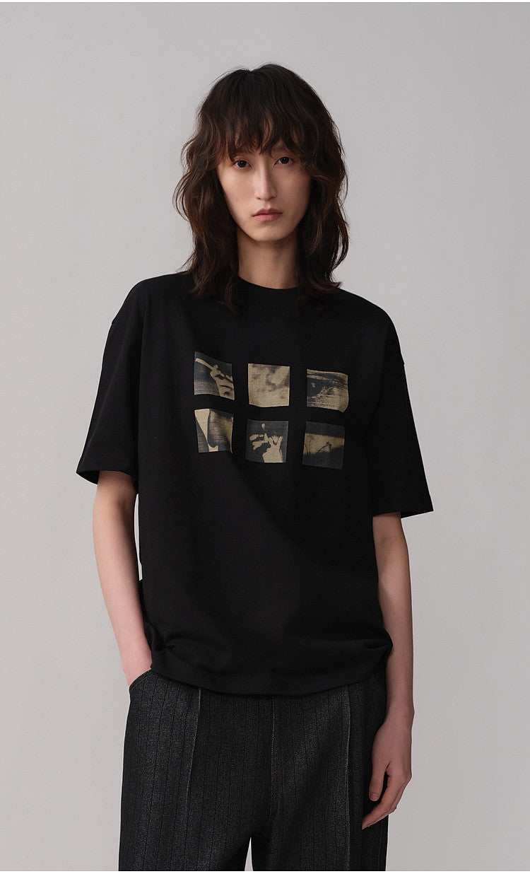 Silhouette Print Loose-Fit Casual T-Shirt