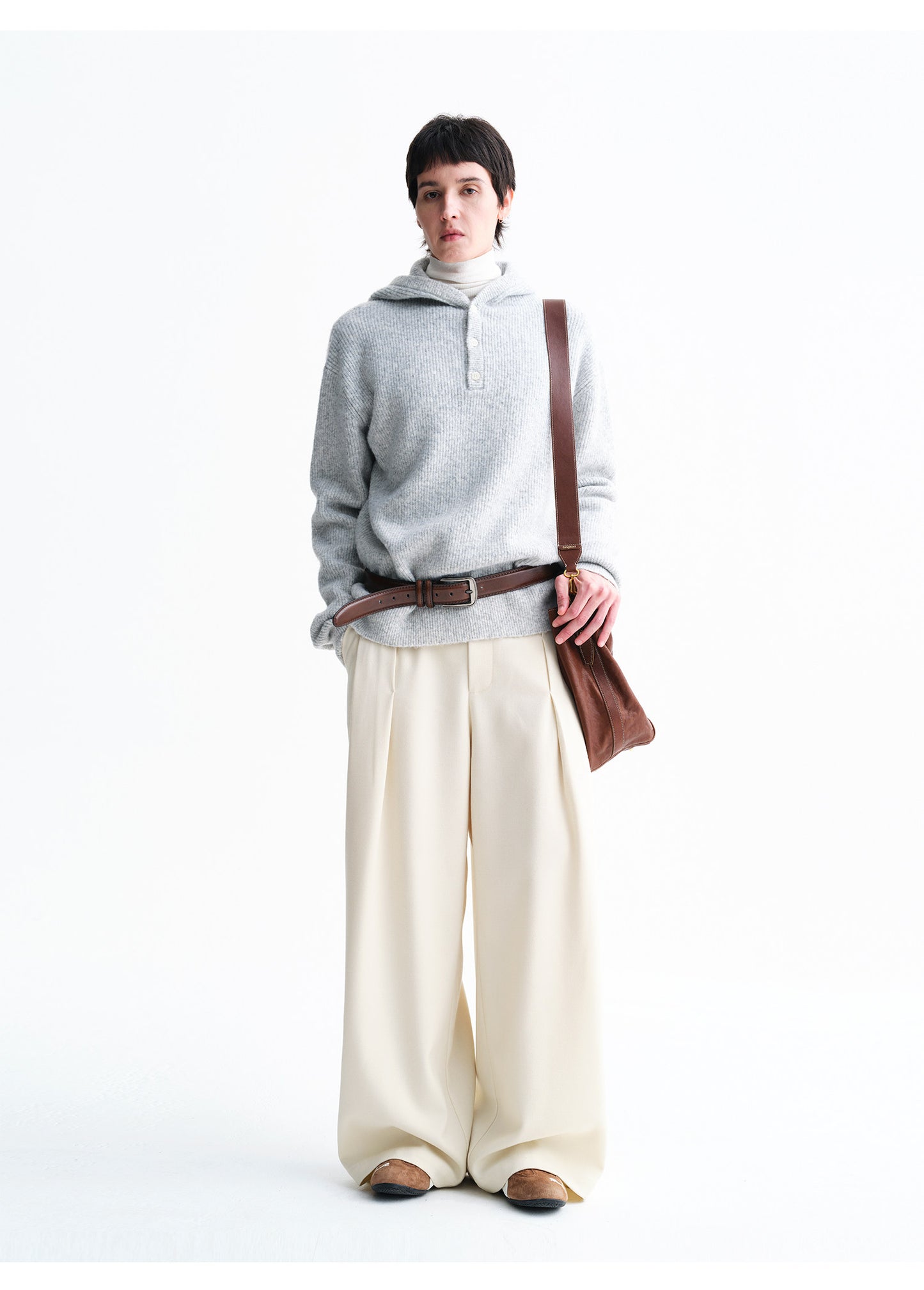 Unisex Pleated Wide-Leg Pants