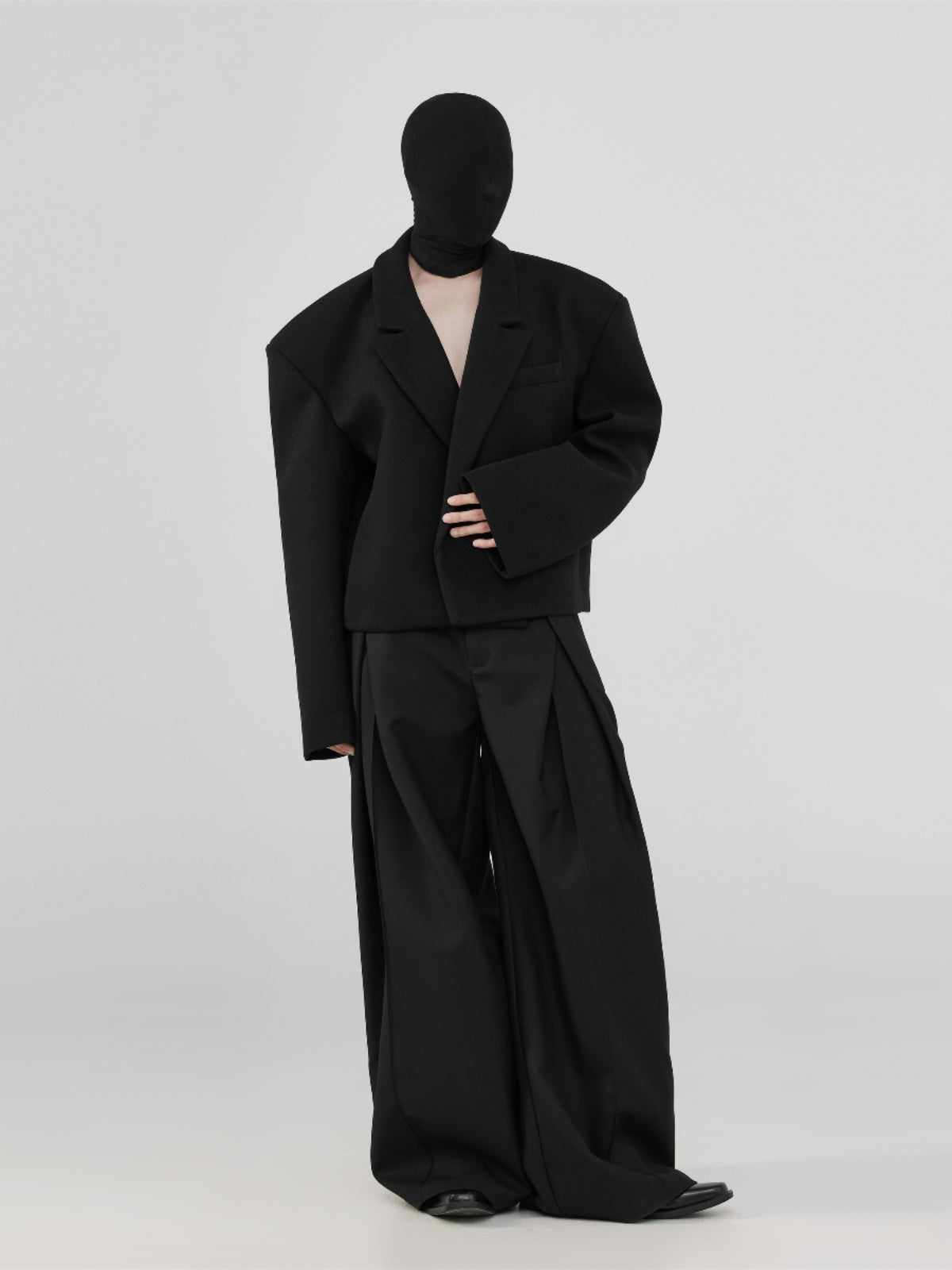 Three-dimensional pleated wide pants