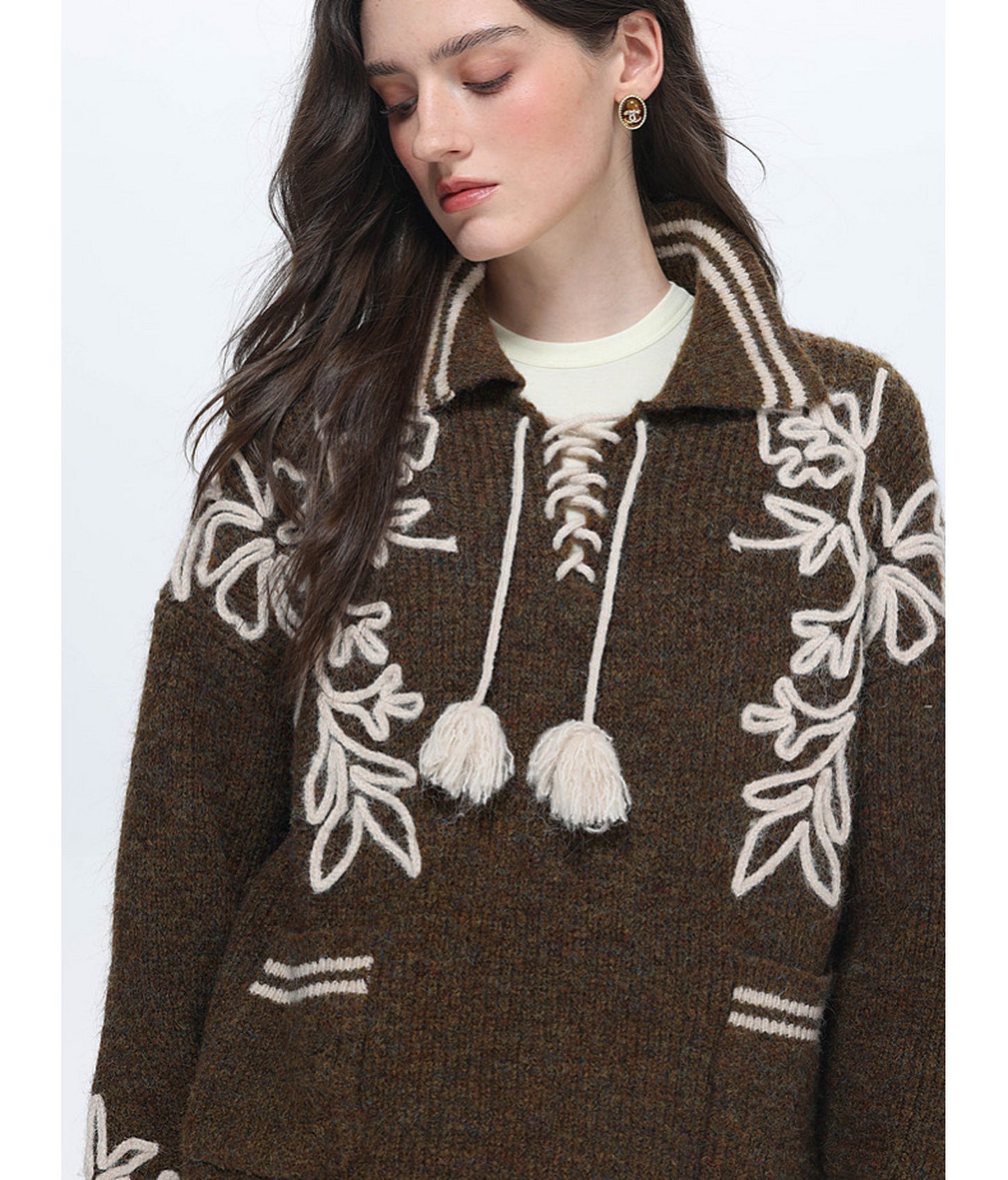 Vintage Wool-Blend Fringed Sweater