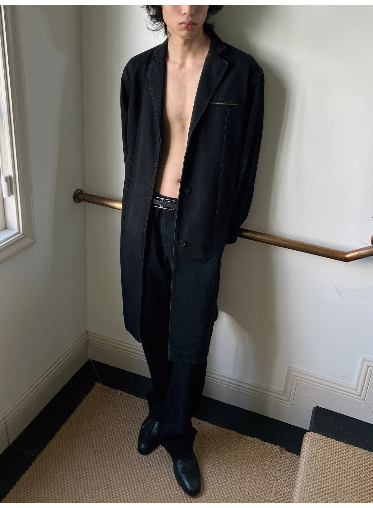 Honeycomb-Wash Denim Coat