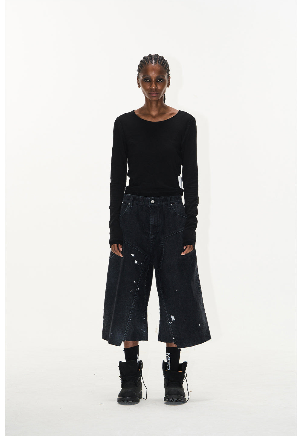 Ink flocky denim shorts