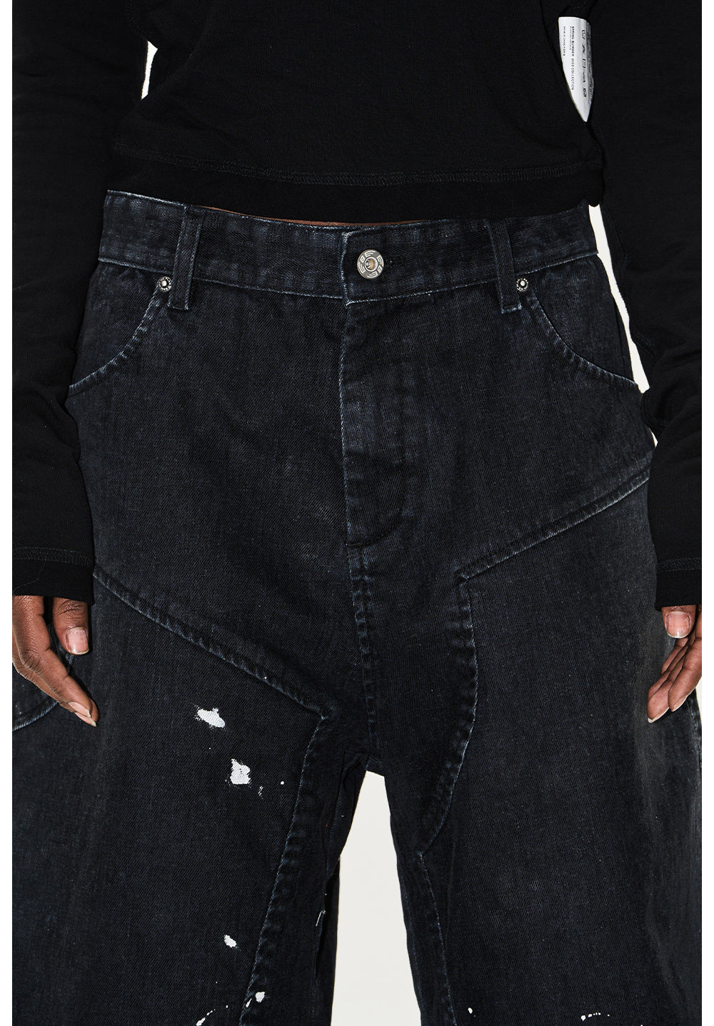 Ink flocky denim shorts