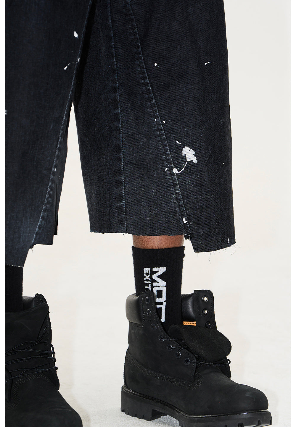 Ink flocky denim shorts