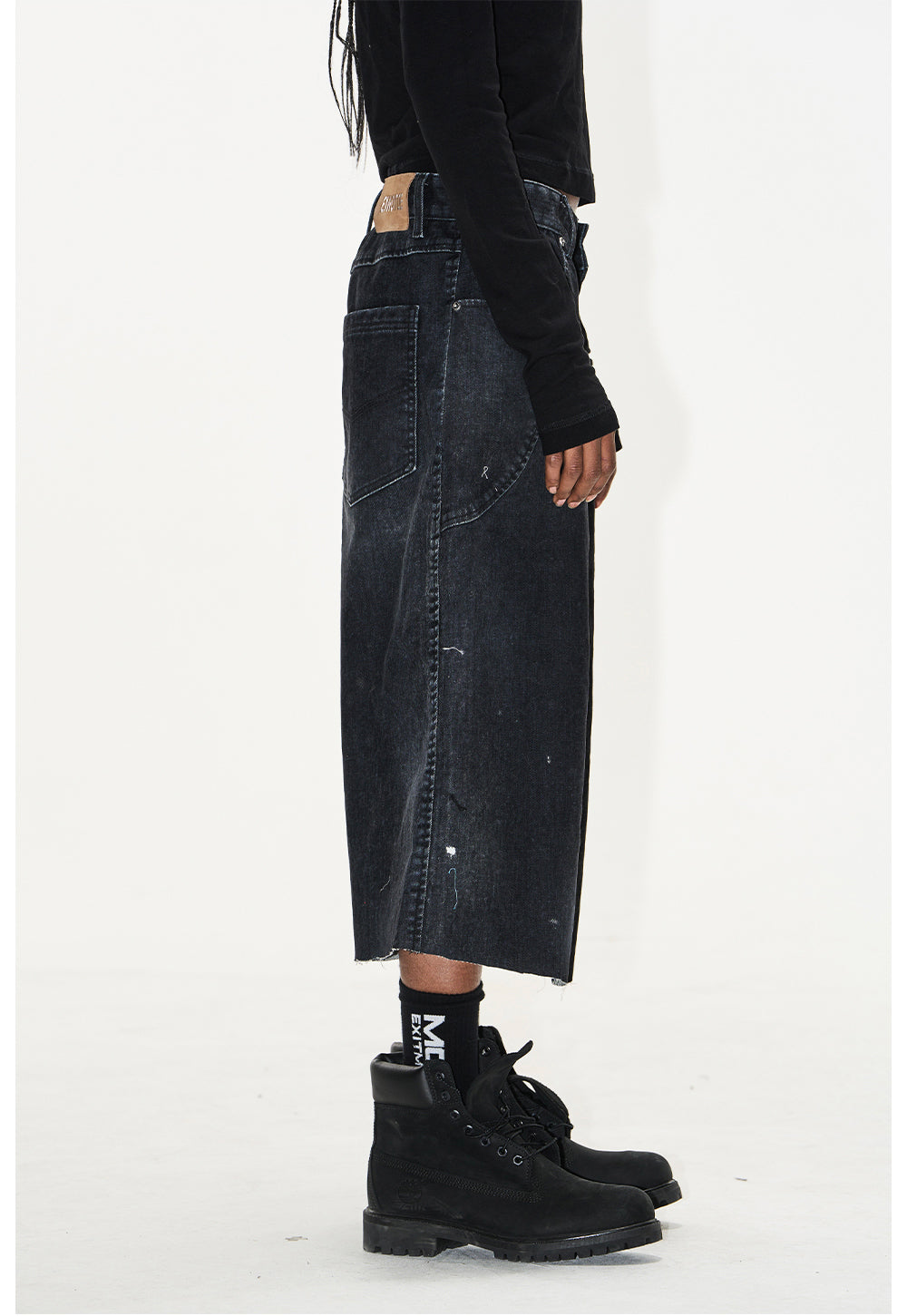 Ink flocky denim shorts