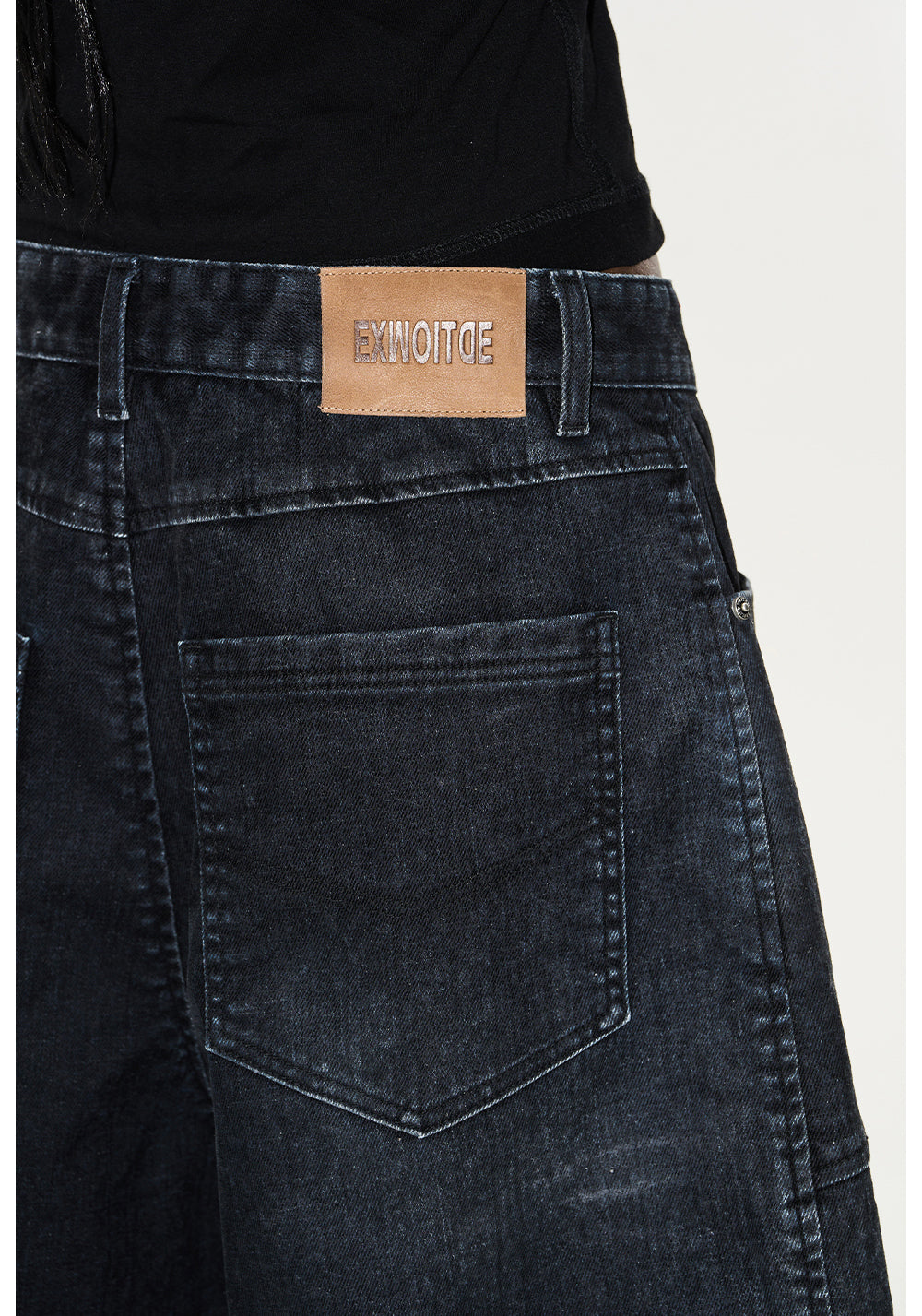 Ink flocky denim shorts