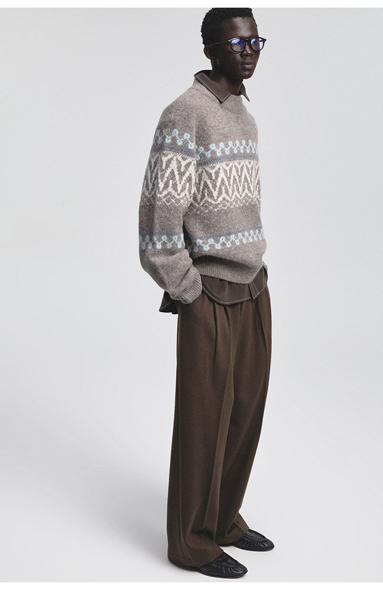 Wide Crew Neck Raglan Sleeve Knit