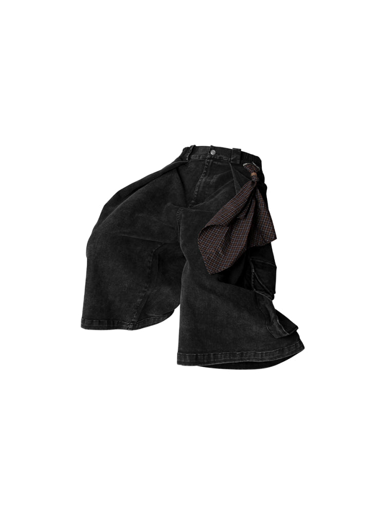 Cropped pants with detachable scarf