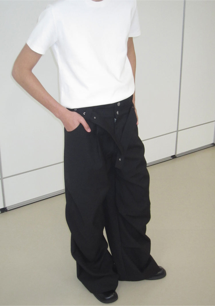 Double Waist Belt Casual Pants