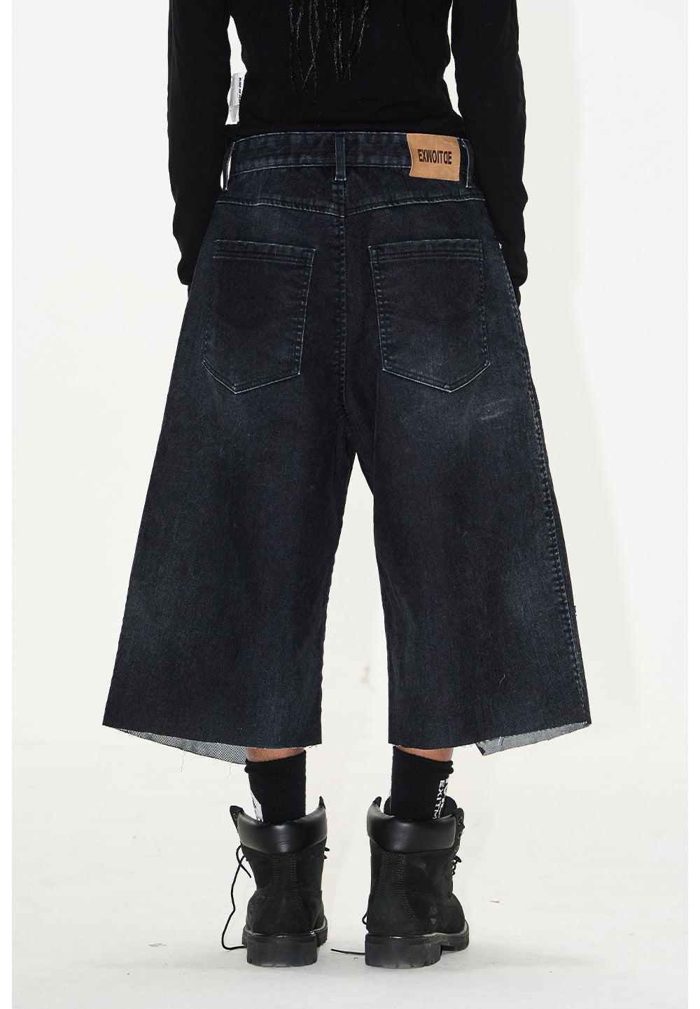 Ink flocky denim shorts