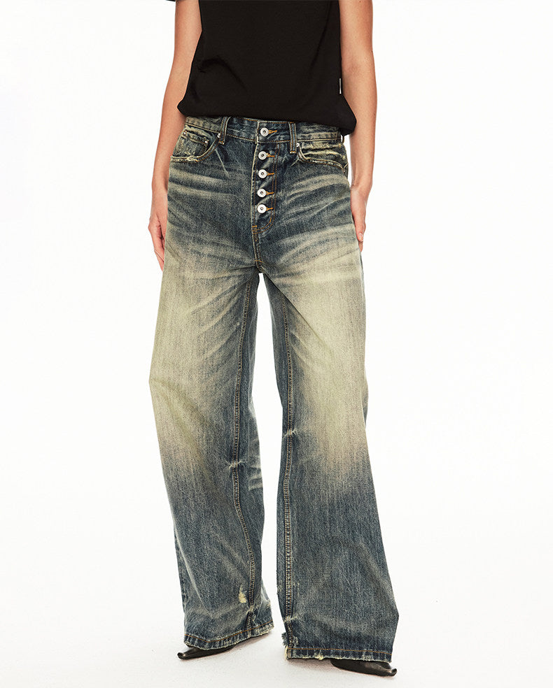 Unisex Washed Denim Pants