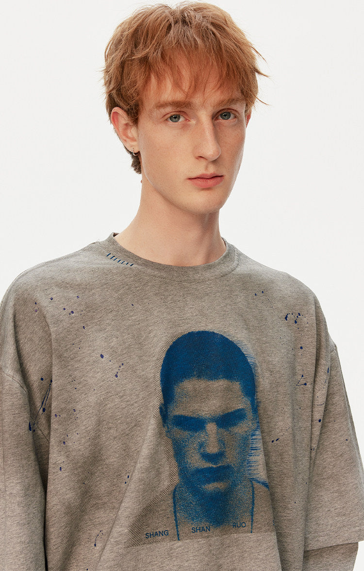 레트로 스타일 빈티지 프린트 투피스 티셔츠