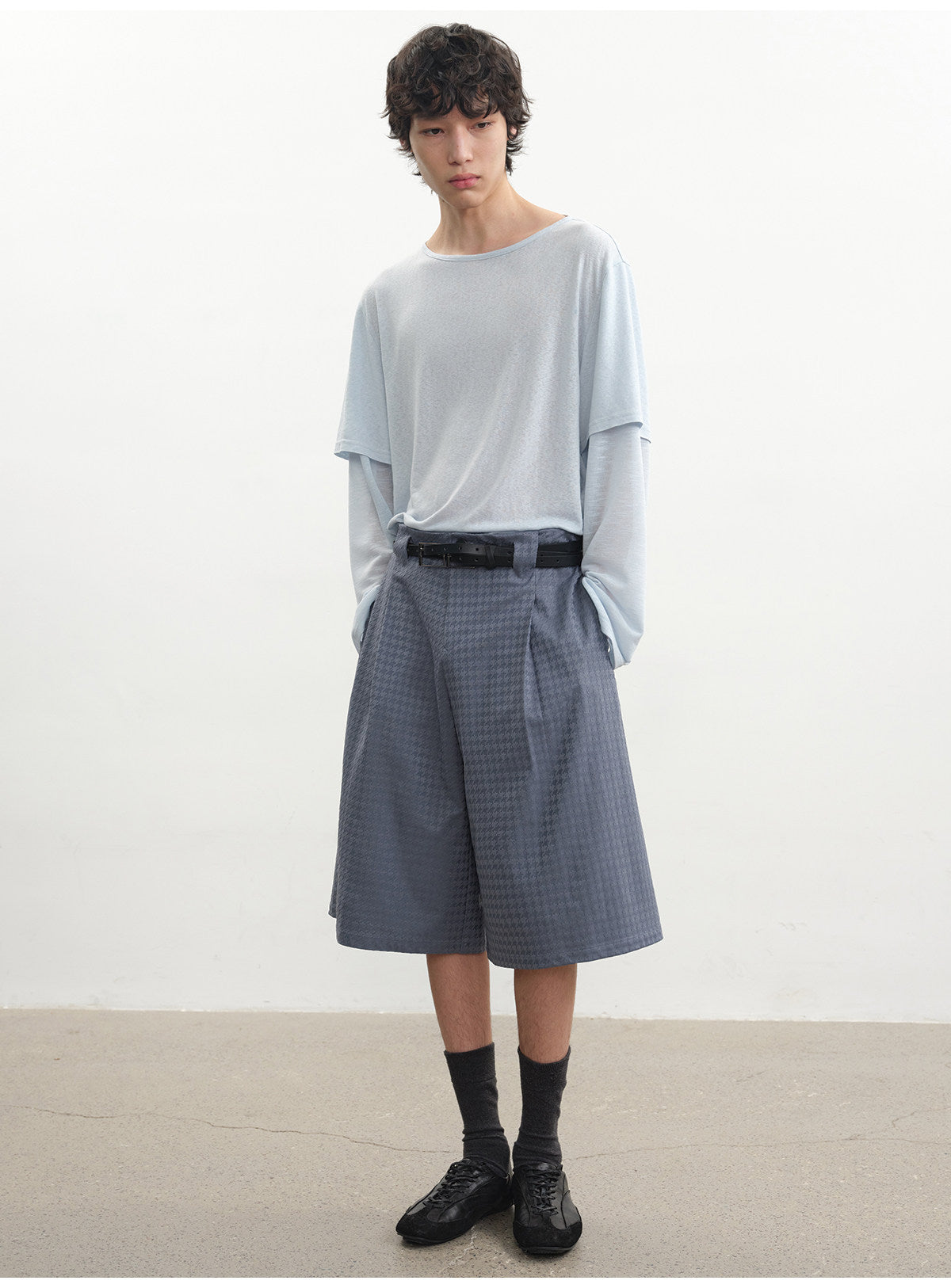 Houndstooth Gathered Shorts