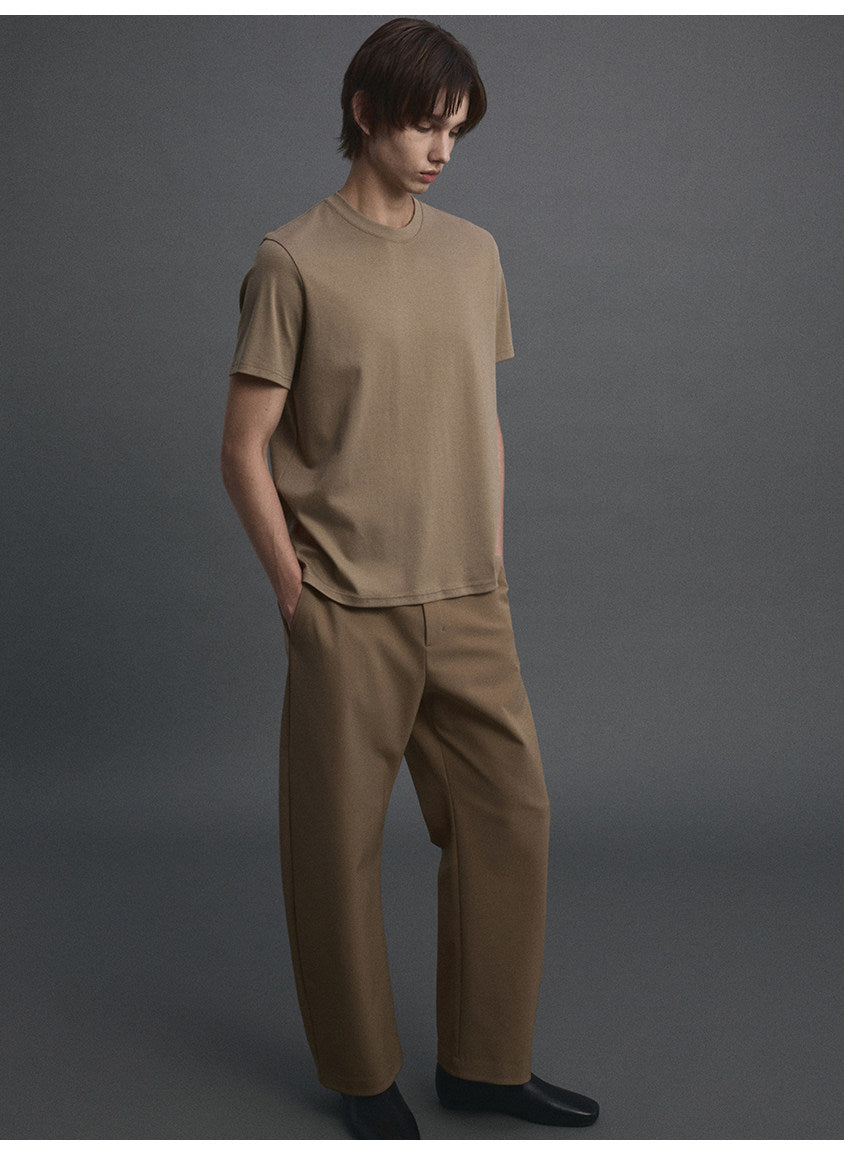 Curved-Cut Casual Pants
