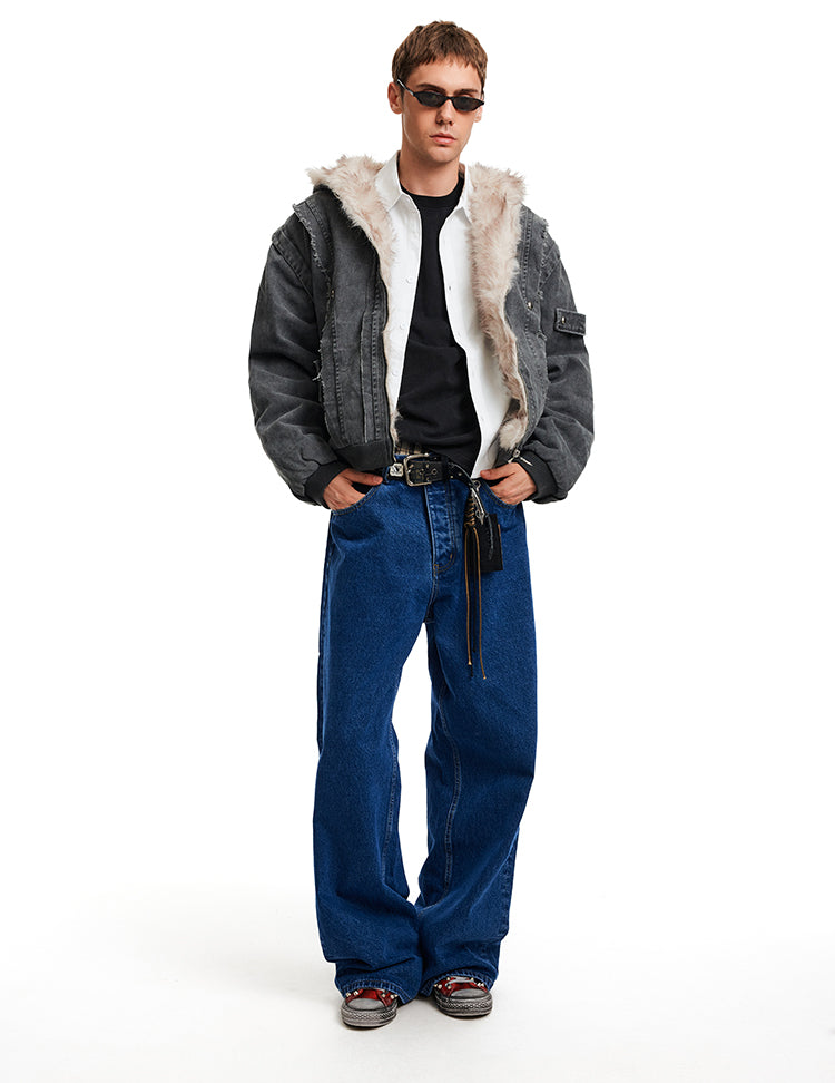 Distressed-look padded jacket