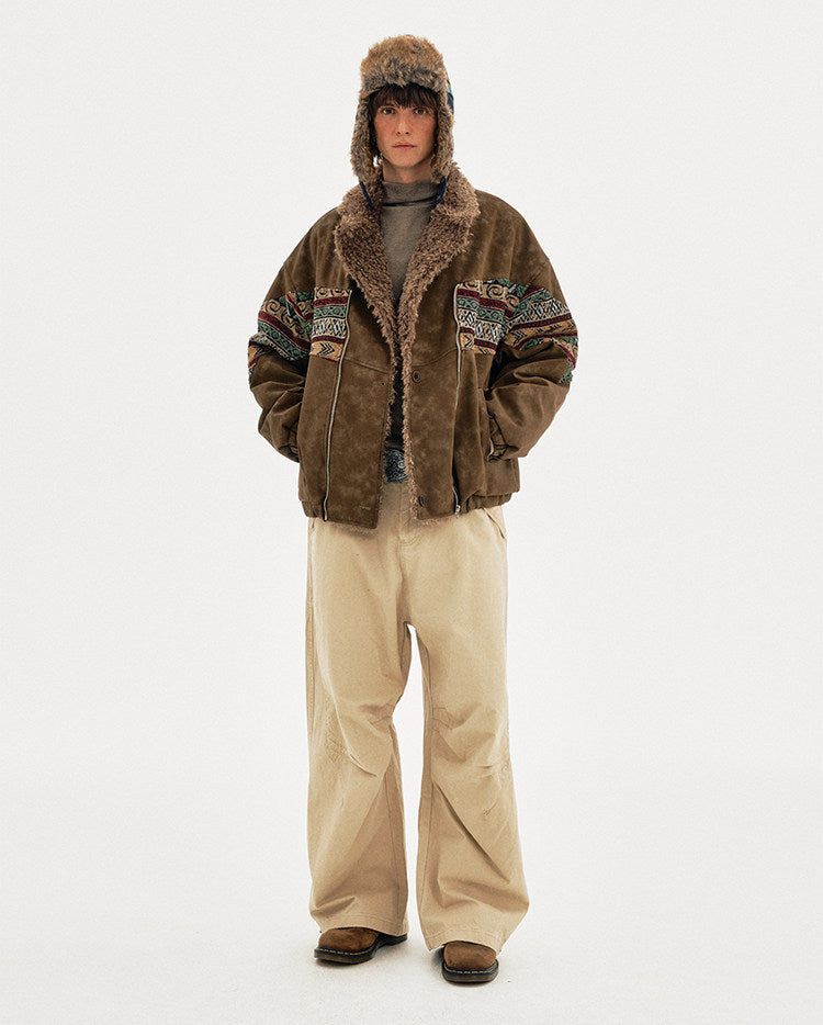 Faux Suede Embroidered Jacket