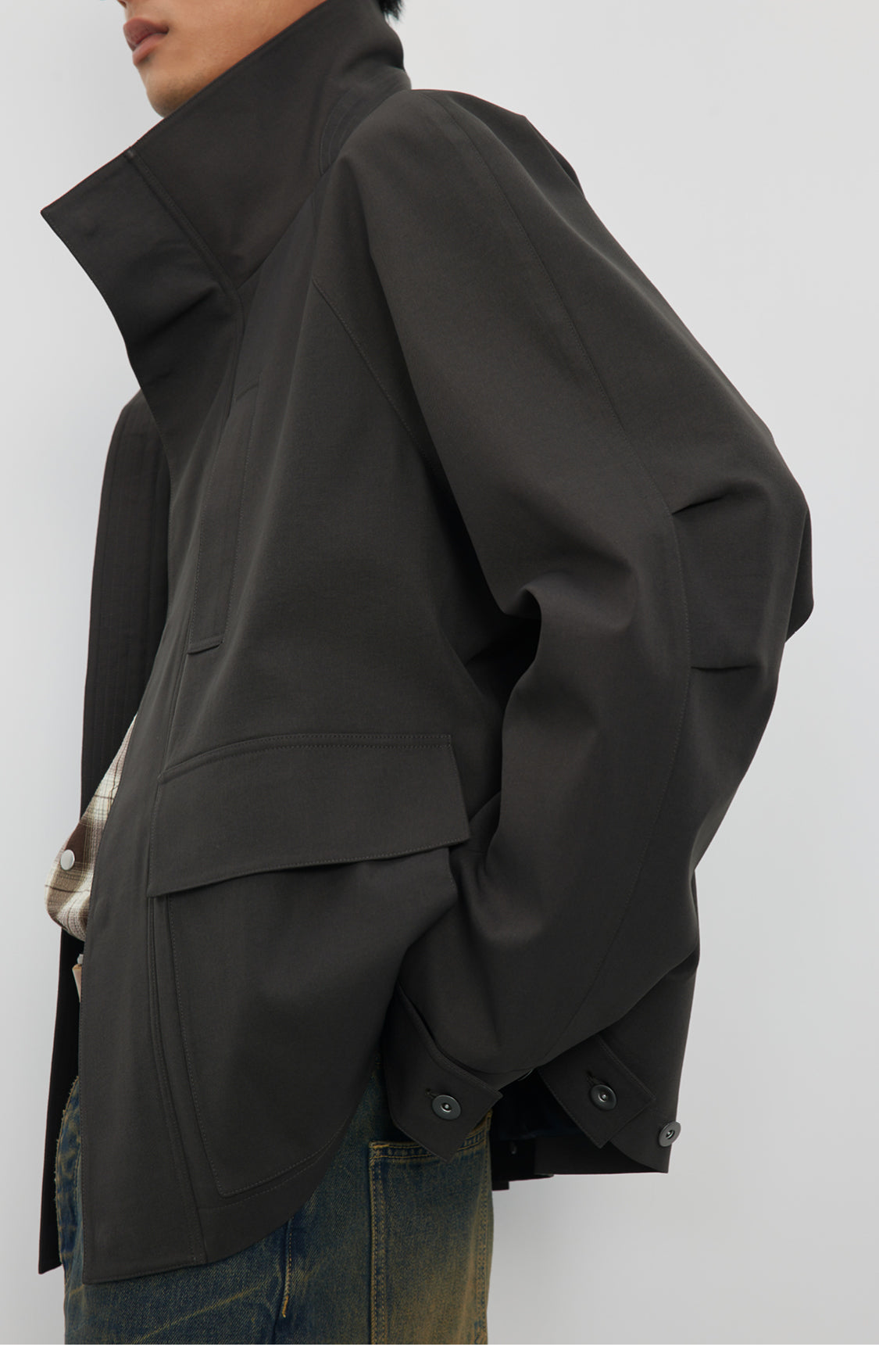 Stand collar short jacket