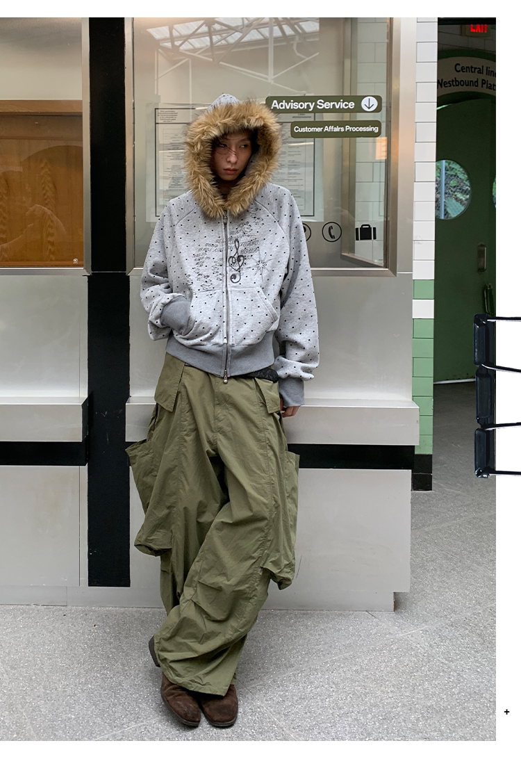 Heart-Print Polka Dot Hooded Sweatshirt