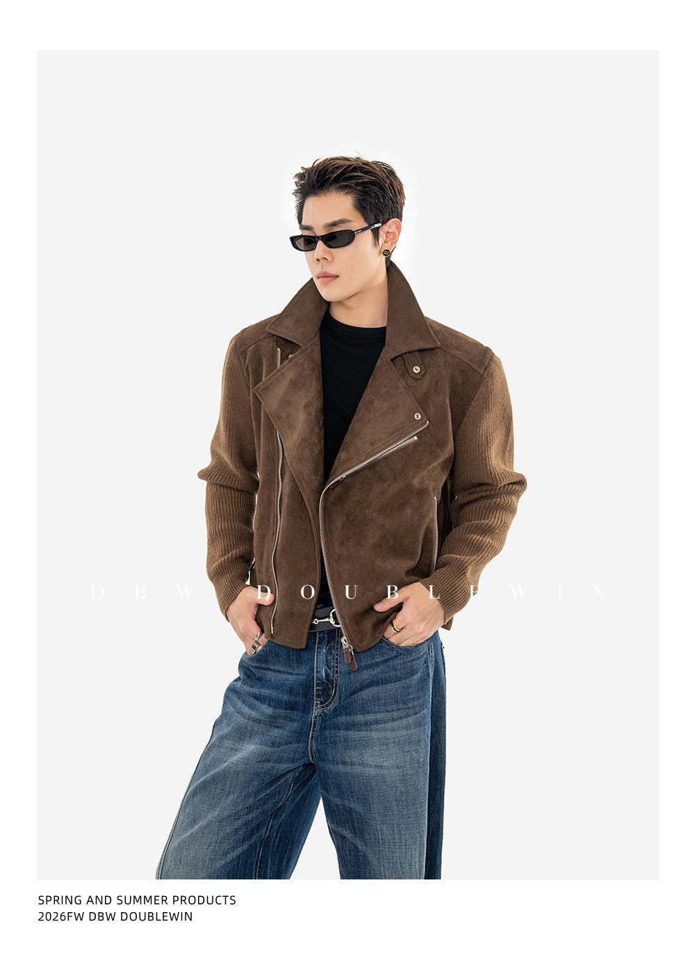 Rider Jacket with Diagonal Placket