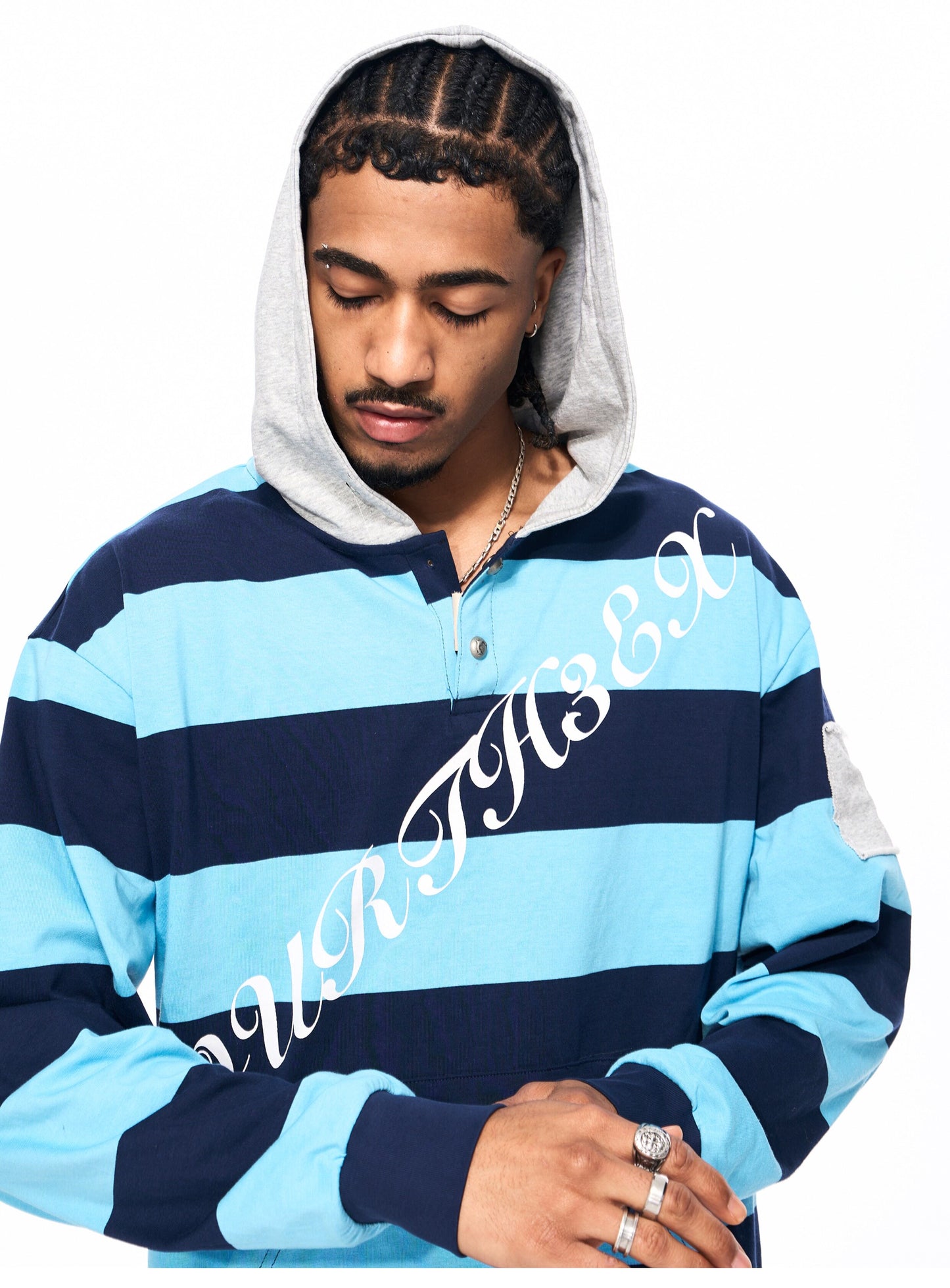 Blue Stripe Print Sweatshirt