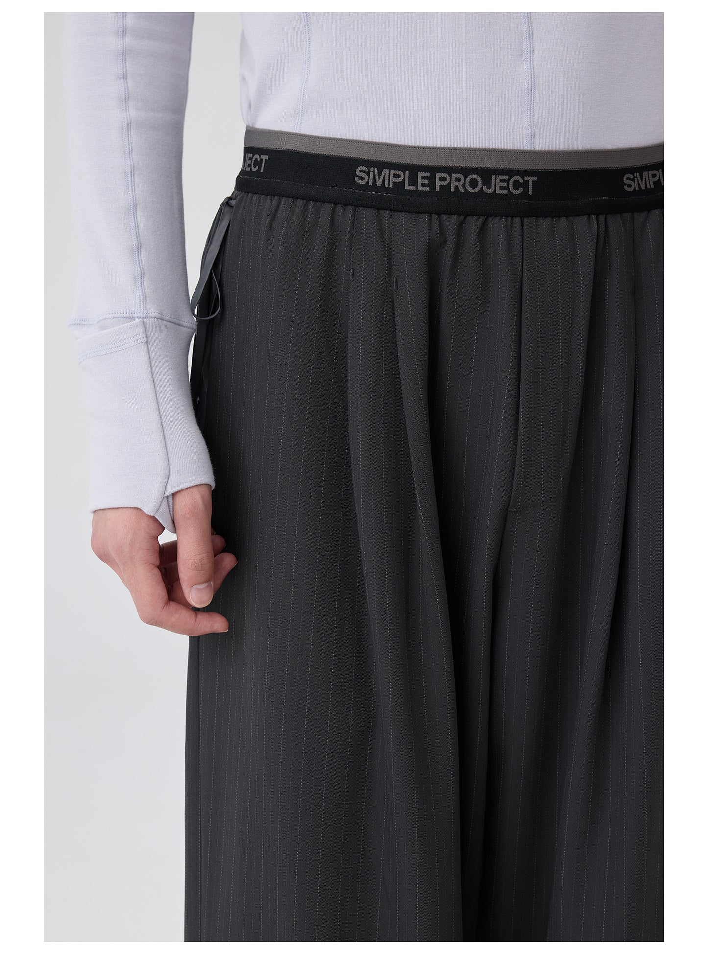 Logo Waistband Pleated Pants