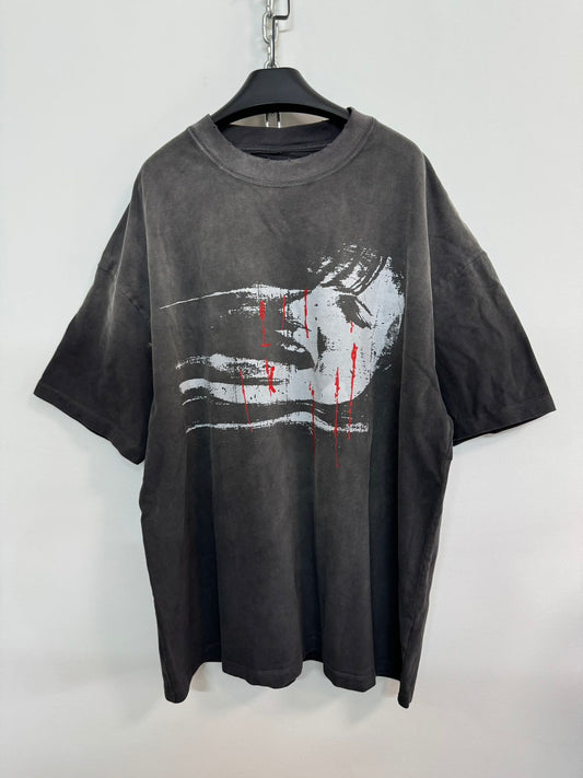 Spray-dyed loose print T-shirt