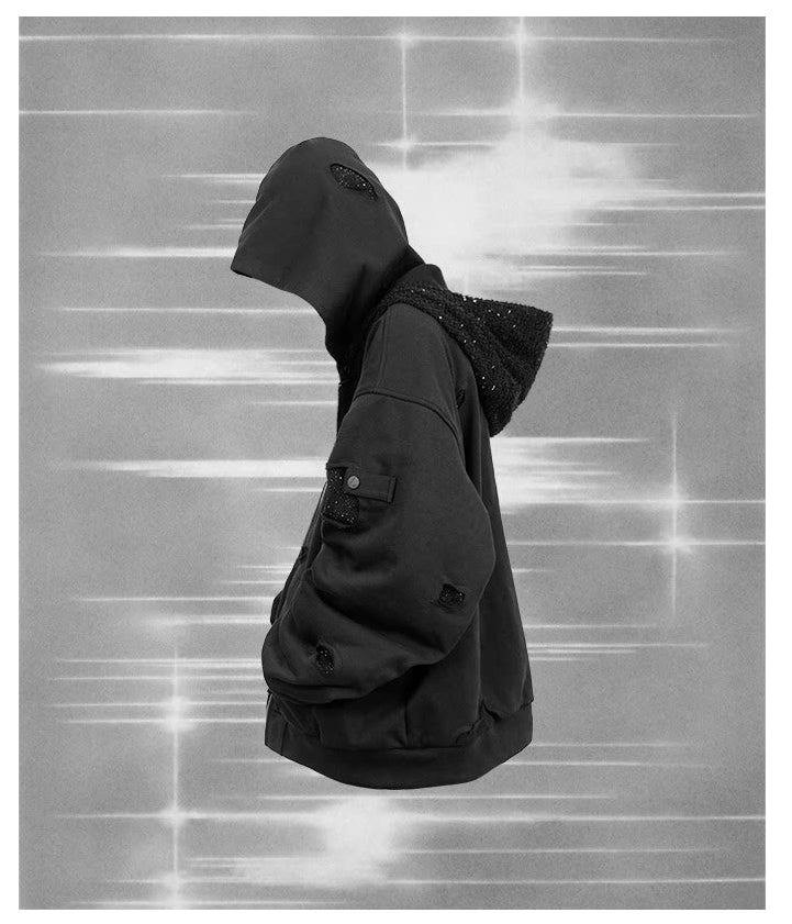 탈부착형 이중 후드 스웨트셔츠