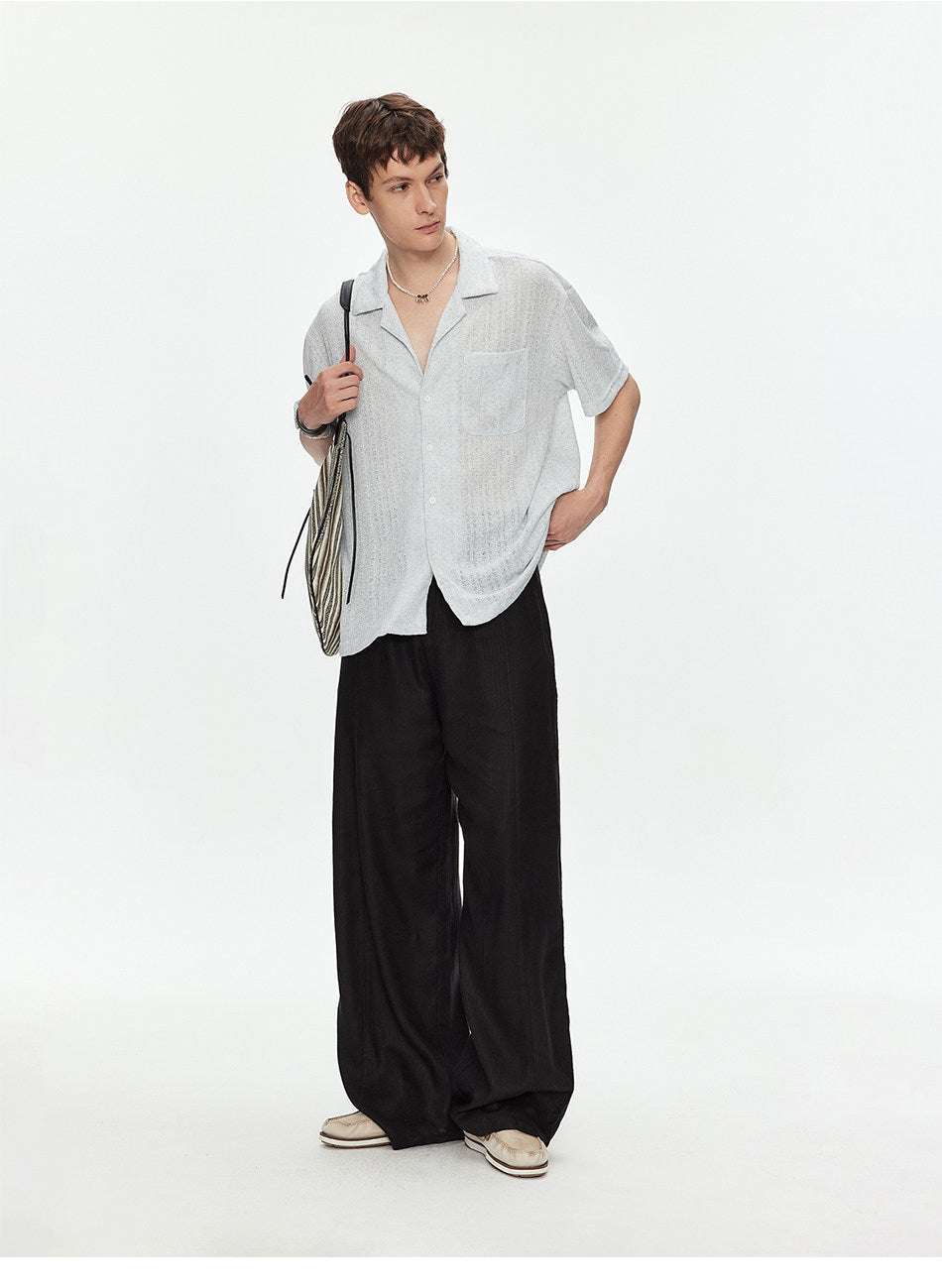Cuban-Collar Sheer Shirt