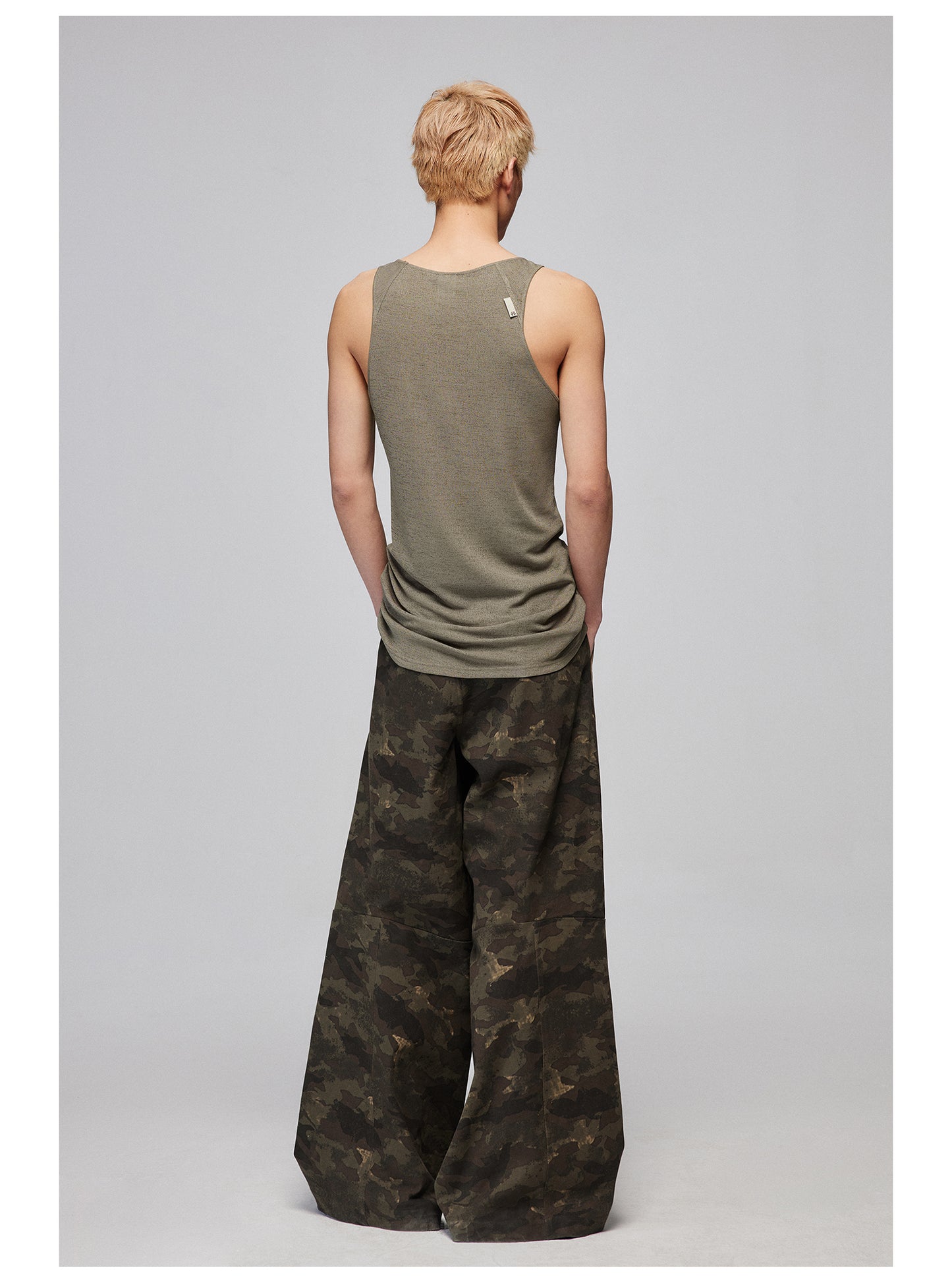 Wide leg casual camouflage pants