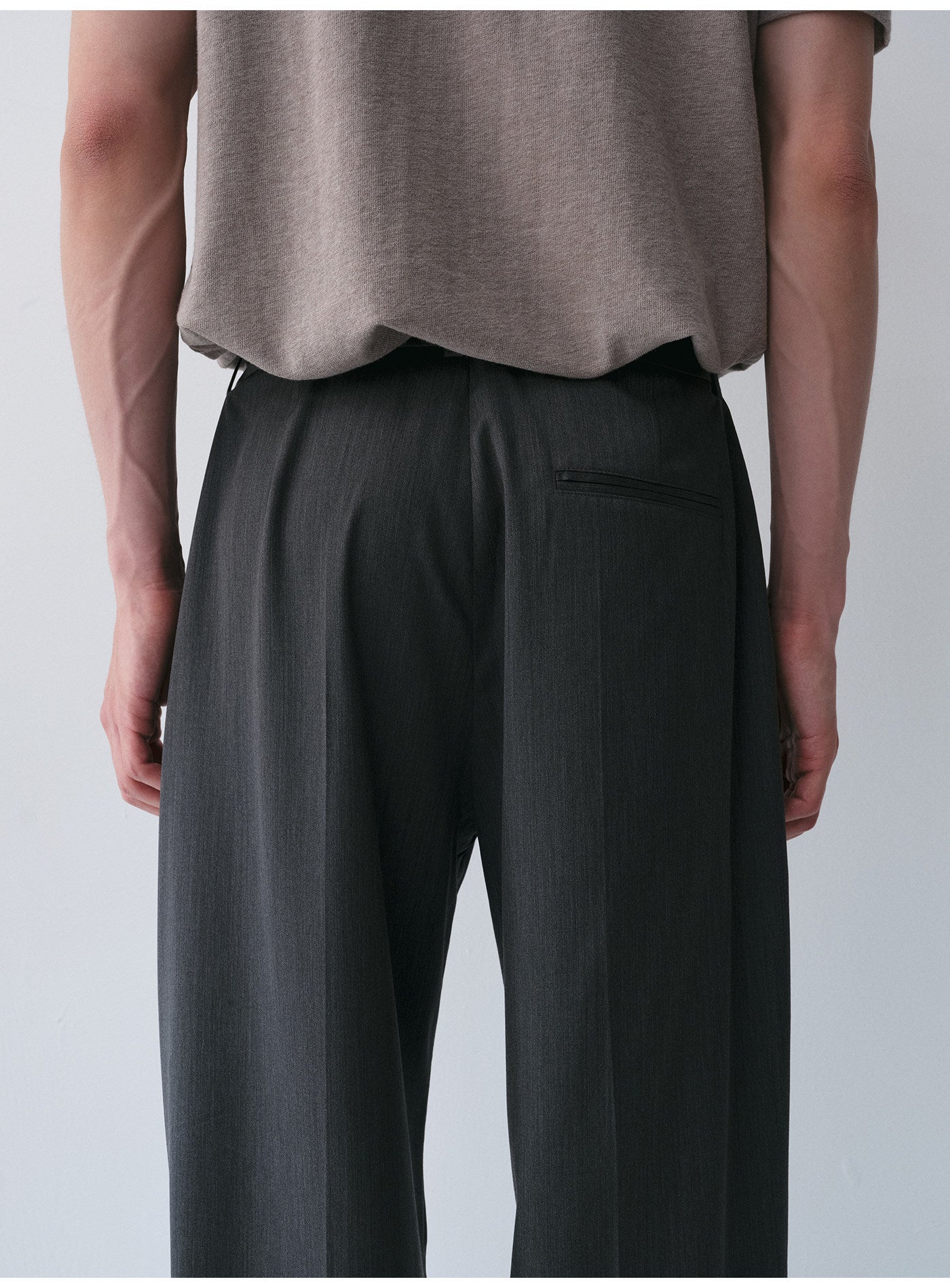 Wool Double-Pleated Casual Pants