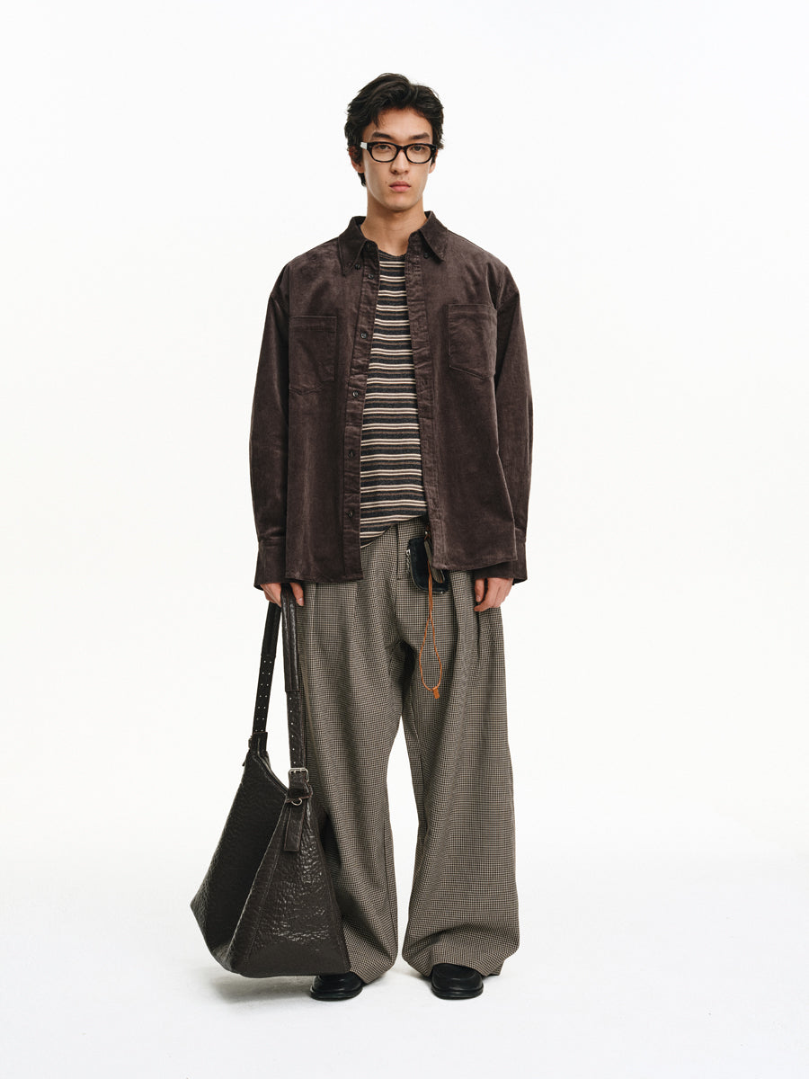 4-Pleat Wide-Leg Pants