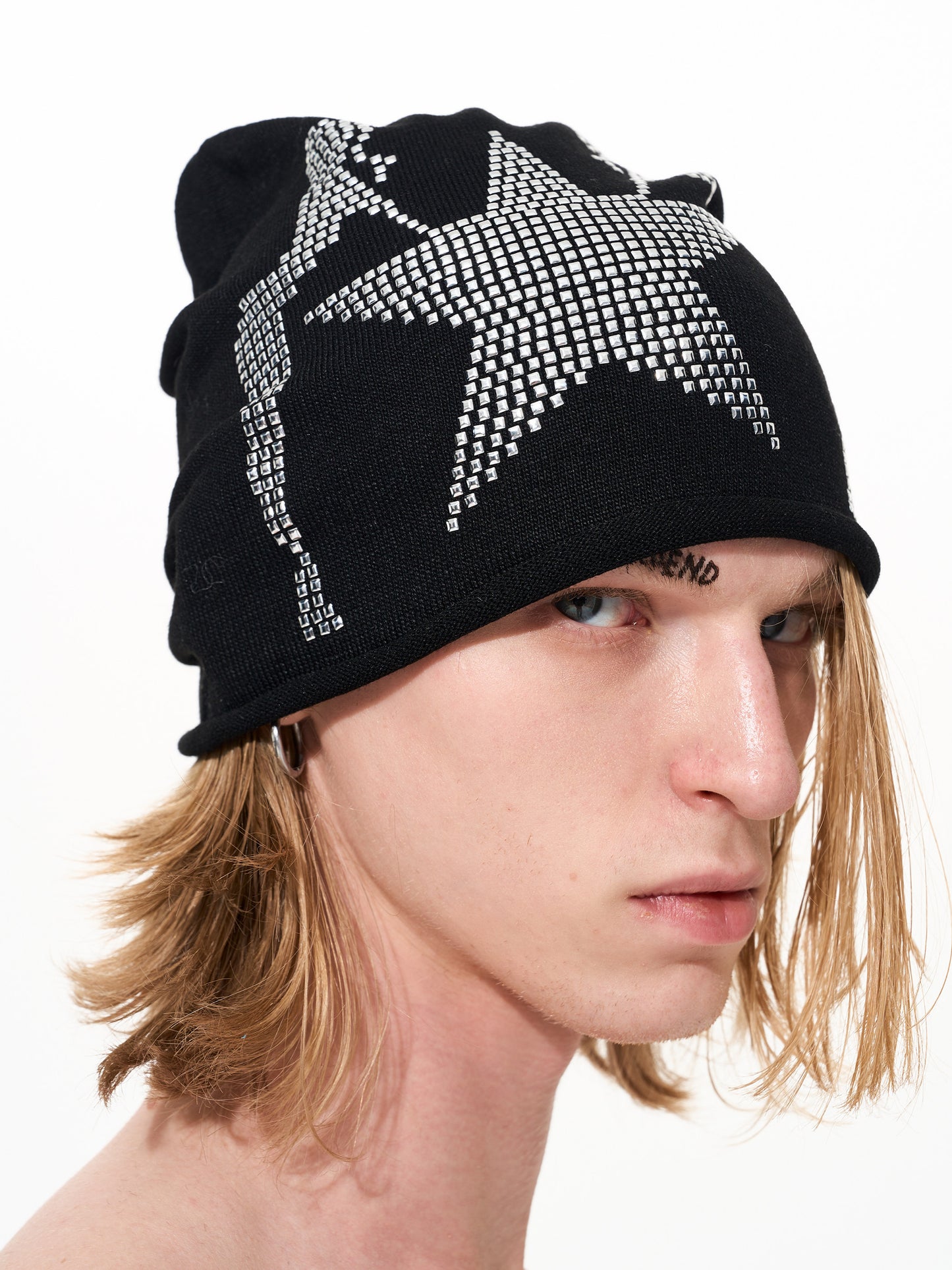 Stud Print Knit Cap