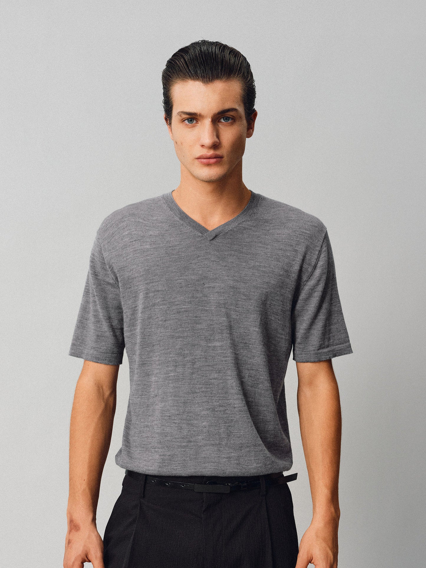 V-neck Wool Knit Shirt