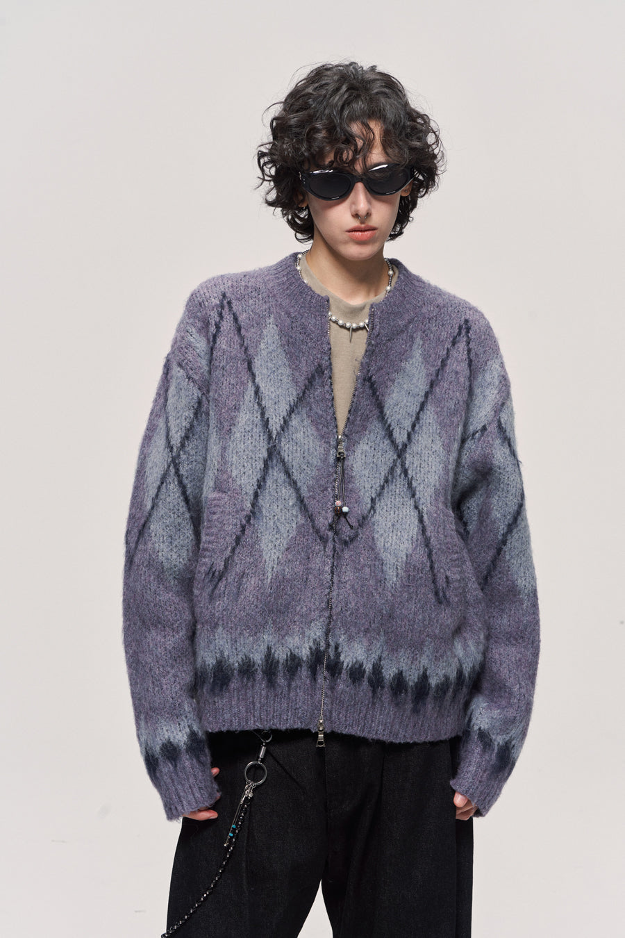 Fair Isle Wool Blend Zip Cardigan