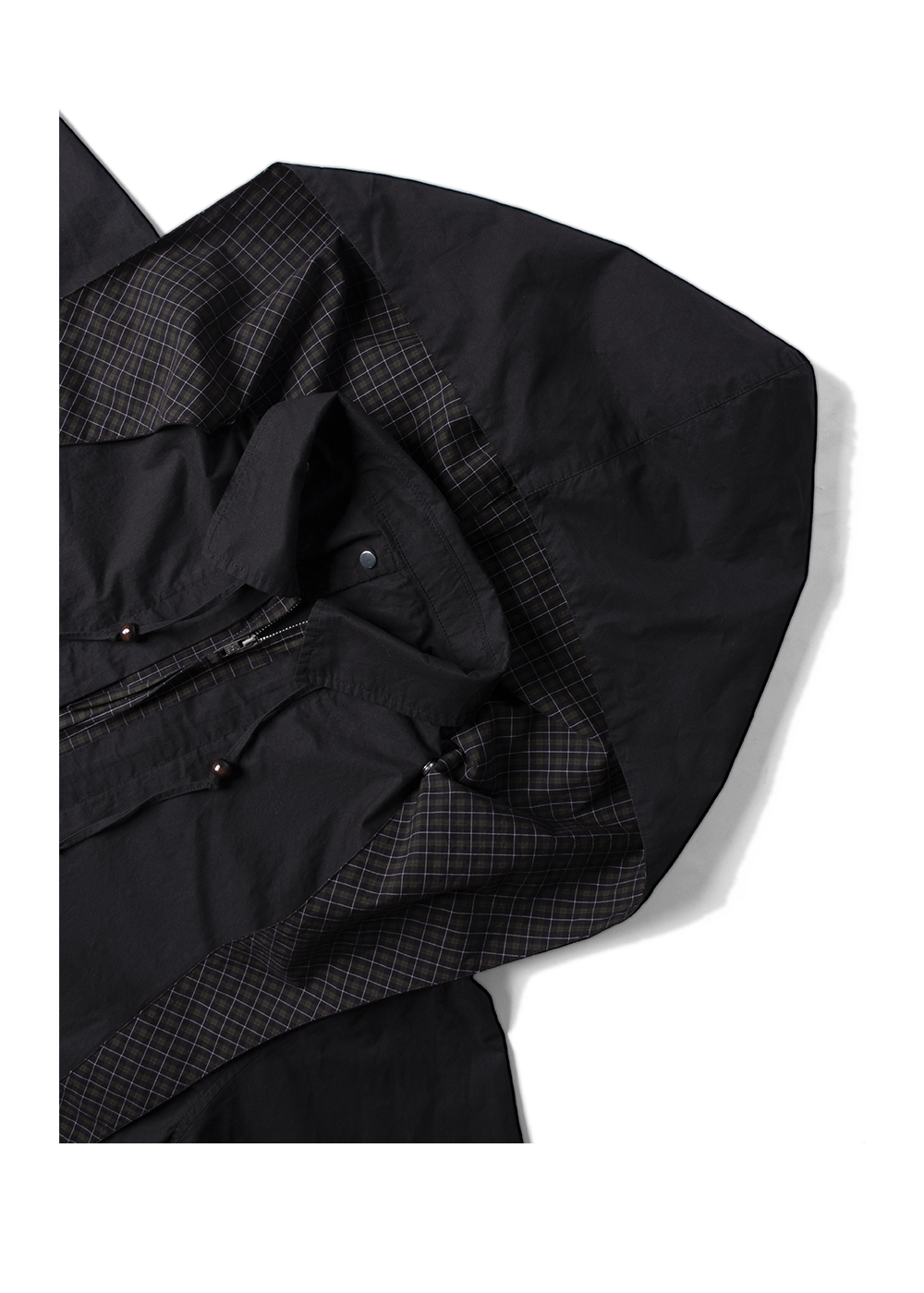 Pleated Wash Detachable Hood Shirt