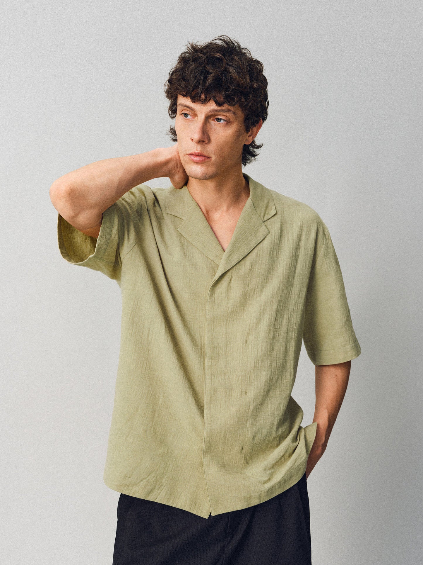 Textured Cuban-collar shirt