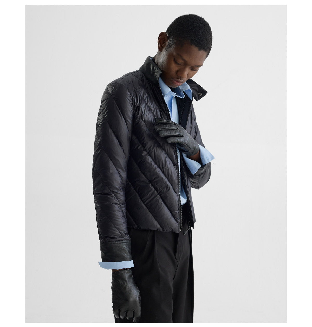 Stitched Radius-Pattern Quilted Down Jacket