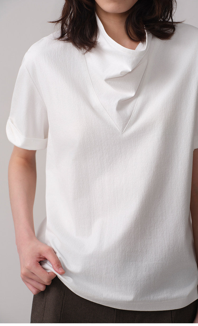 まくり袖カジュアルTシャツ