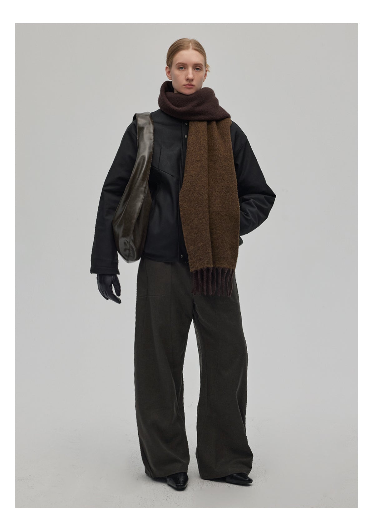 PU leather stitched short jacket